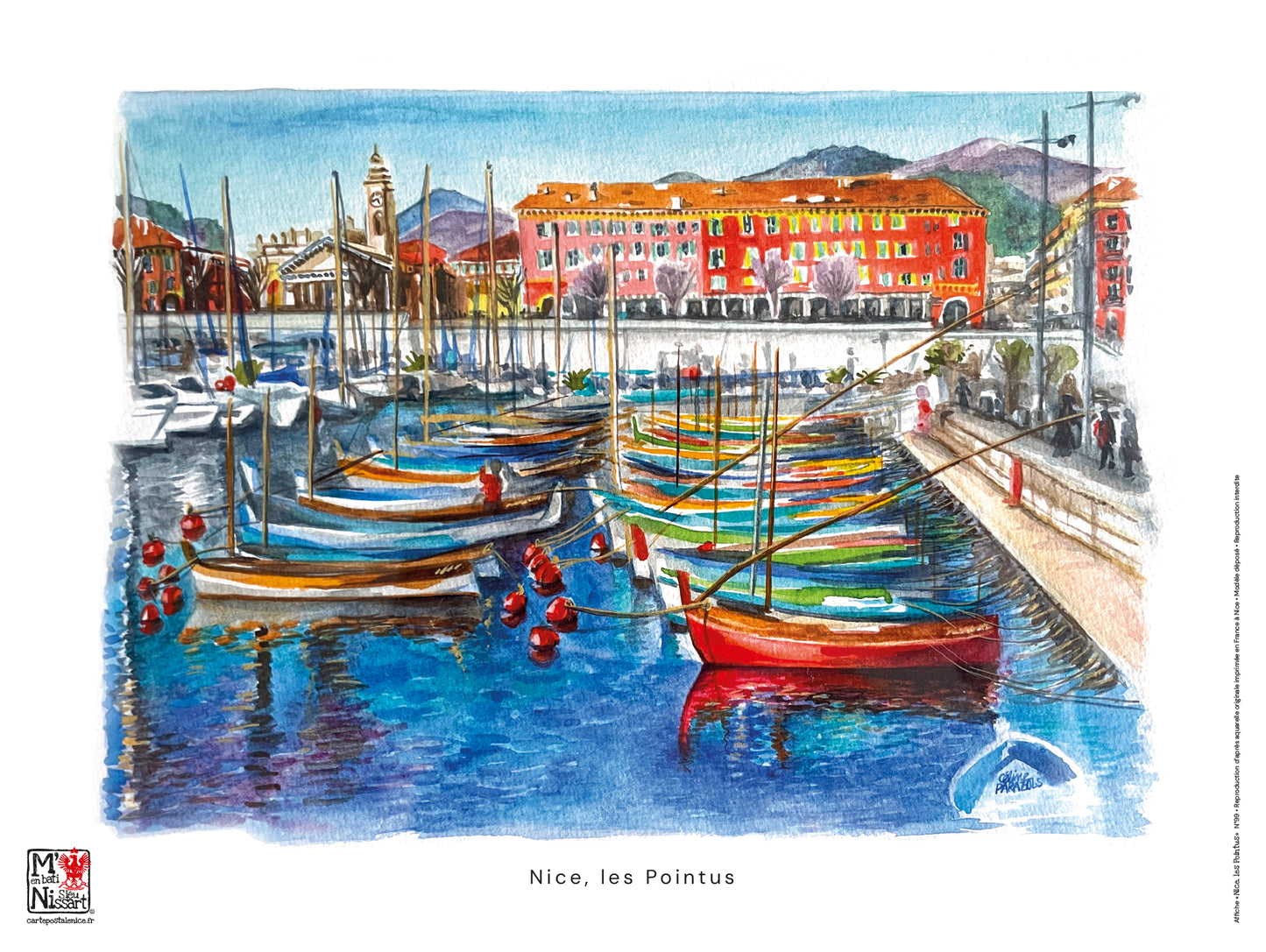 Aquarelle des pointus du port de Nice