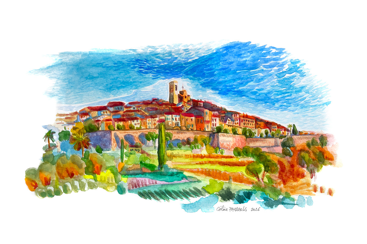 Aquarelle-Saint-Paul-de-Vence-Celine-Parazols