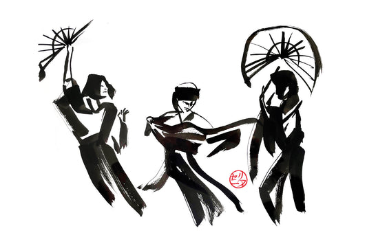 Danseuses japonaises avec éventails