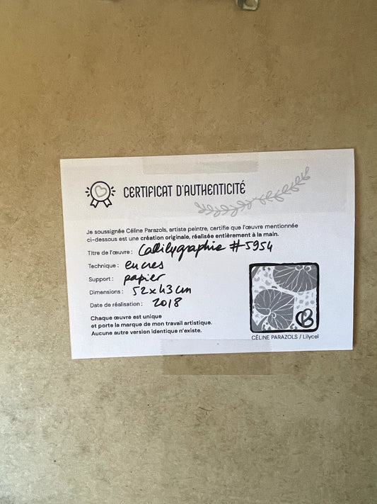 certificat d'authenticité encadrement Bouteilles de saké