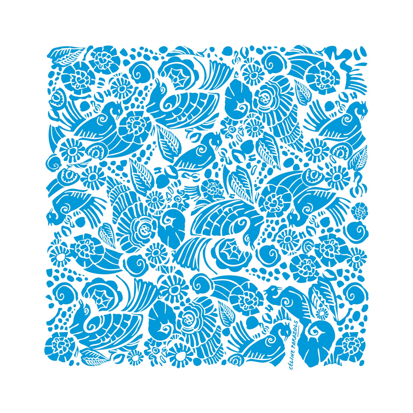 Frise négative bleue