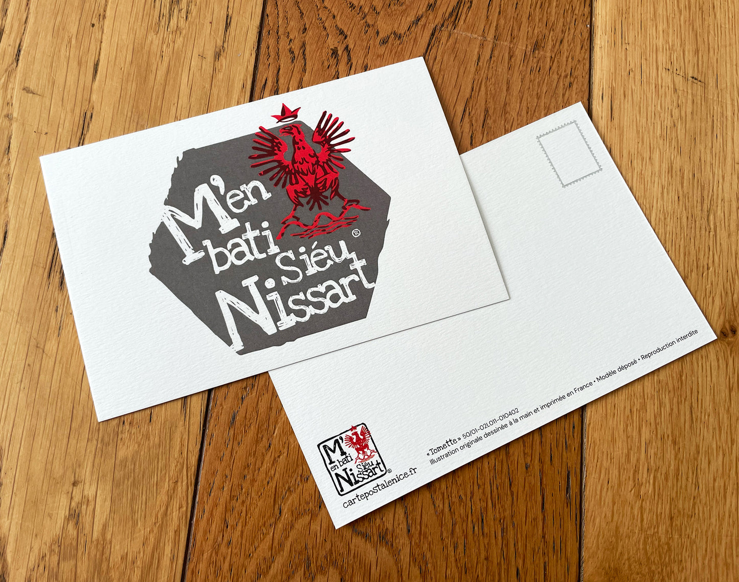 Carte-Postale déclinaison du Logo M'enBatiSieuNissart façon tomette
