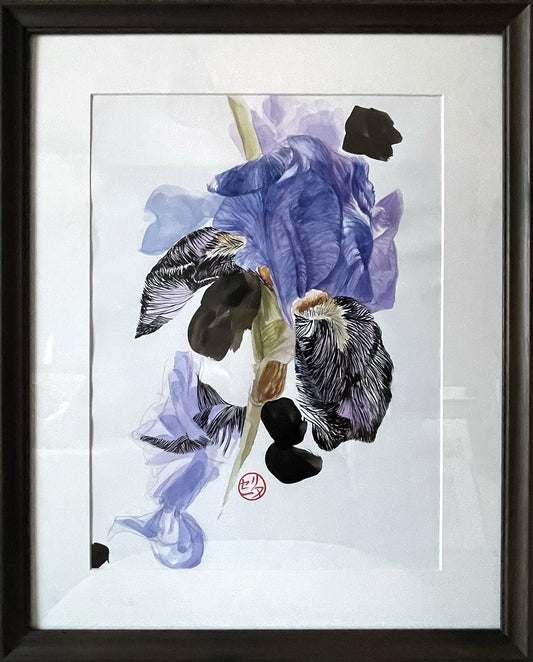 tableau aquarelle et encre Lilycel-Iris_IV
