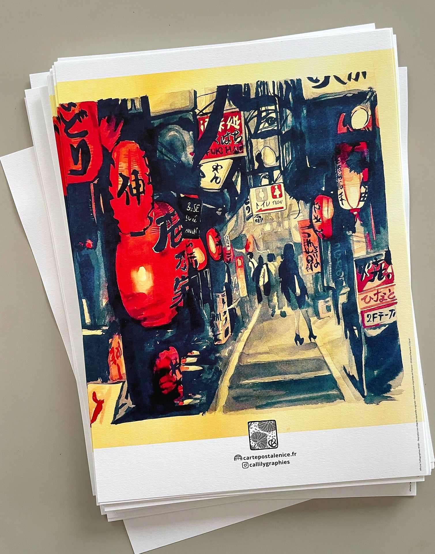 Affiche-Illustration du quartier Omoide Yokocho, Shinjuku Tokyo