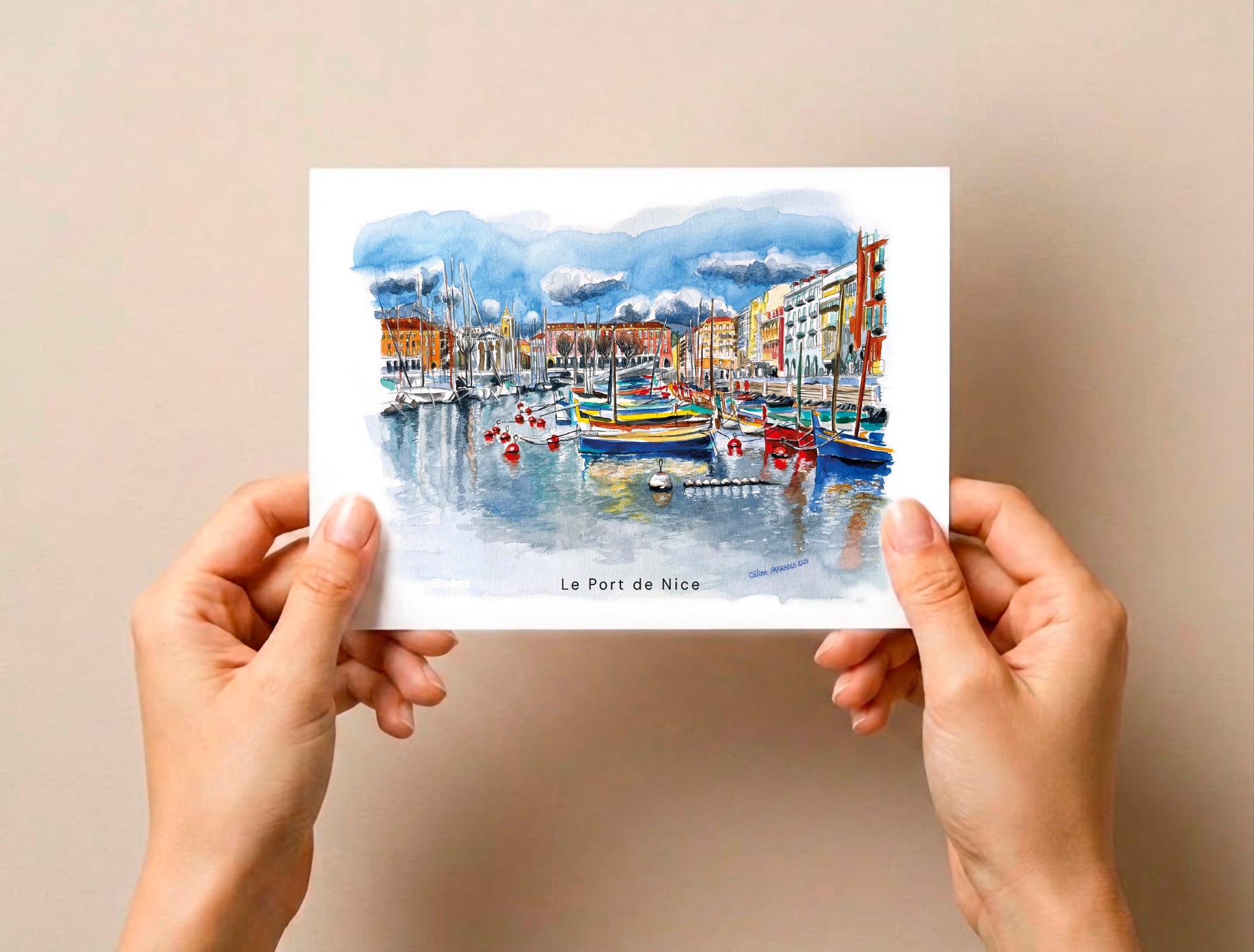 Affichette-A5-aquarelle du Port-de-Nice_210x150mm