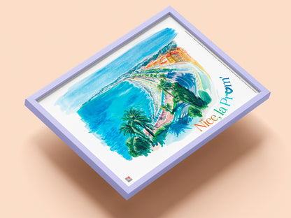 Ambiance-affichette-A4-encadree-Nice-promenade-des-anglais