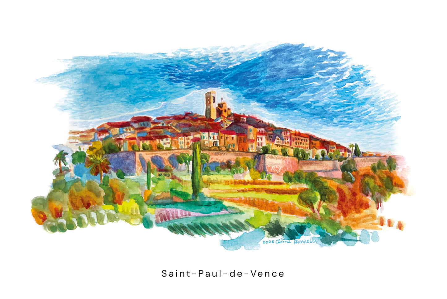 Watercolor of Baou de Saint-Jeannet
