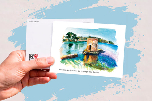 Carte-Postale-Antibes-plage-des-ondes-titre