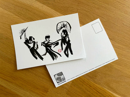 Carte postale " Danseuses japonaises avec éventails "