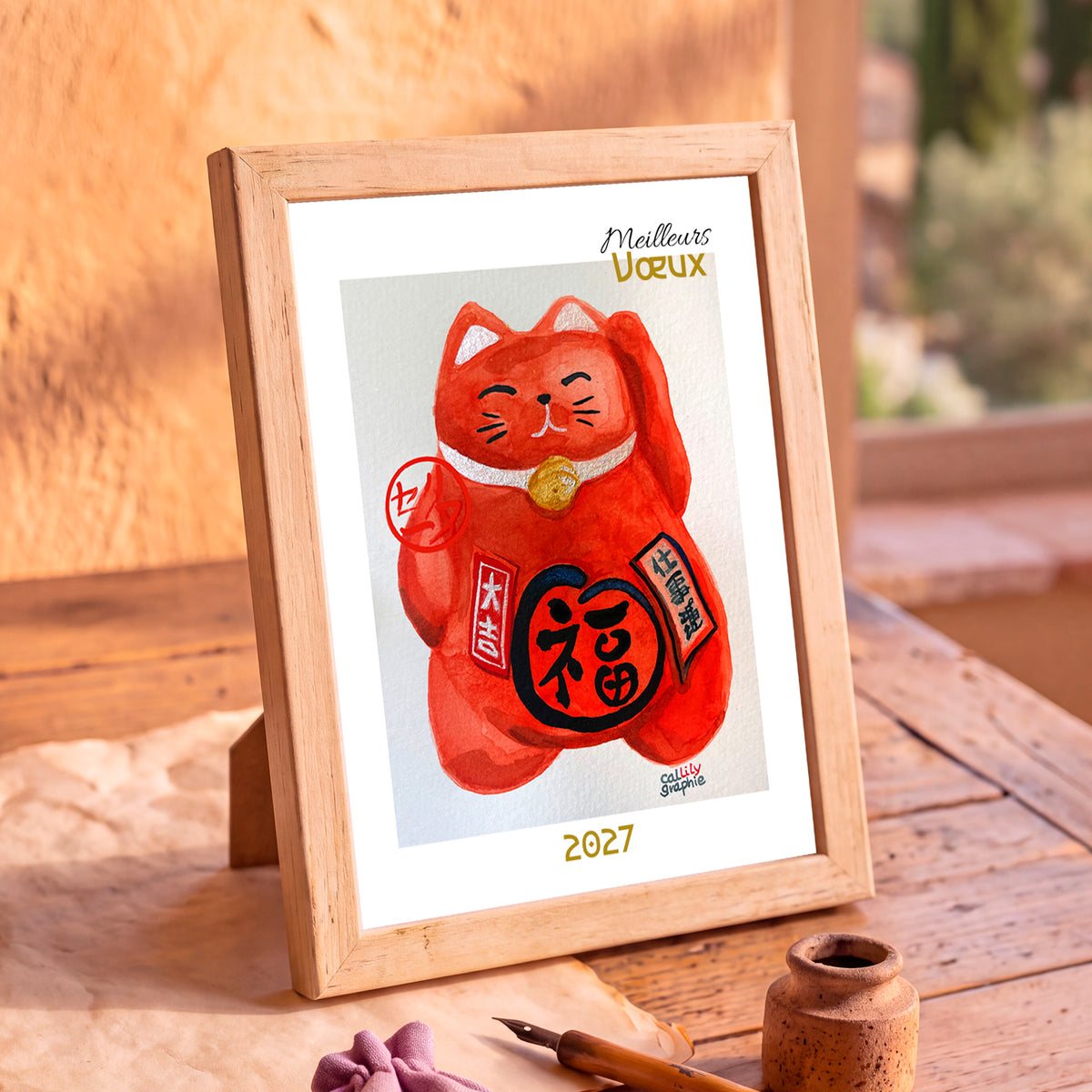 Carte-postale-Maneki-Neko-encadree-verticale-8735