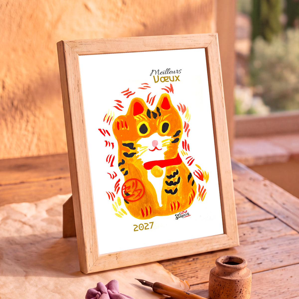 Carte-postale-Maneki-Neko-encadree-verticale-8739