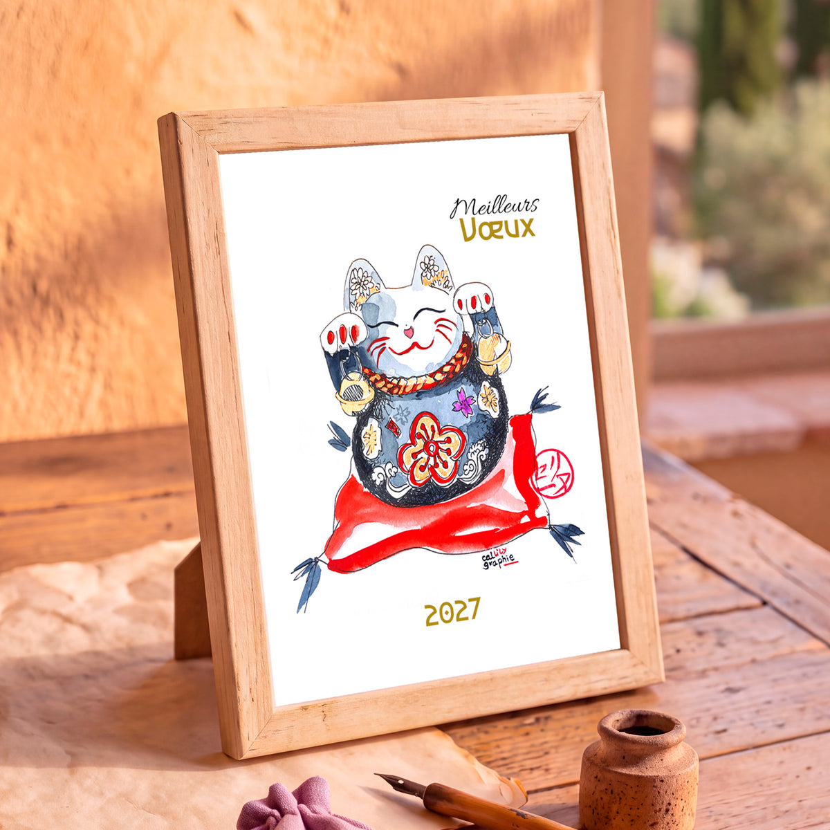 Carte-postale-Maneki-Neko-verticale-8737encadree-verticale-8737