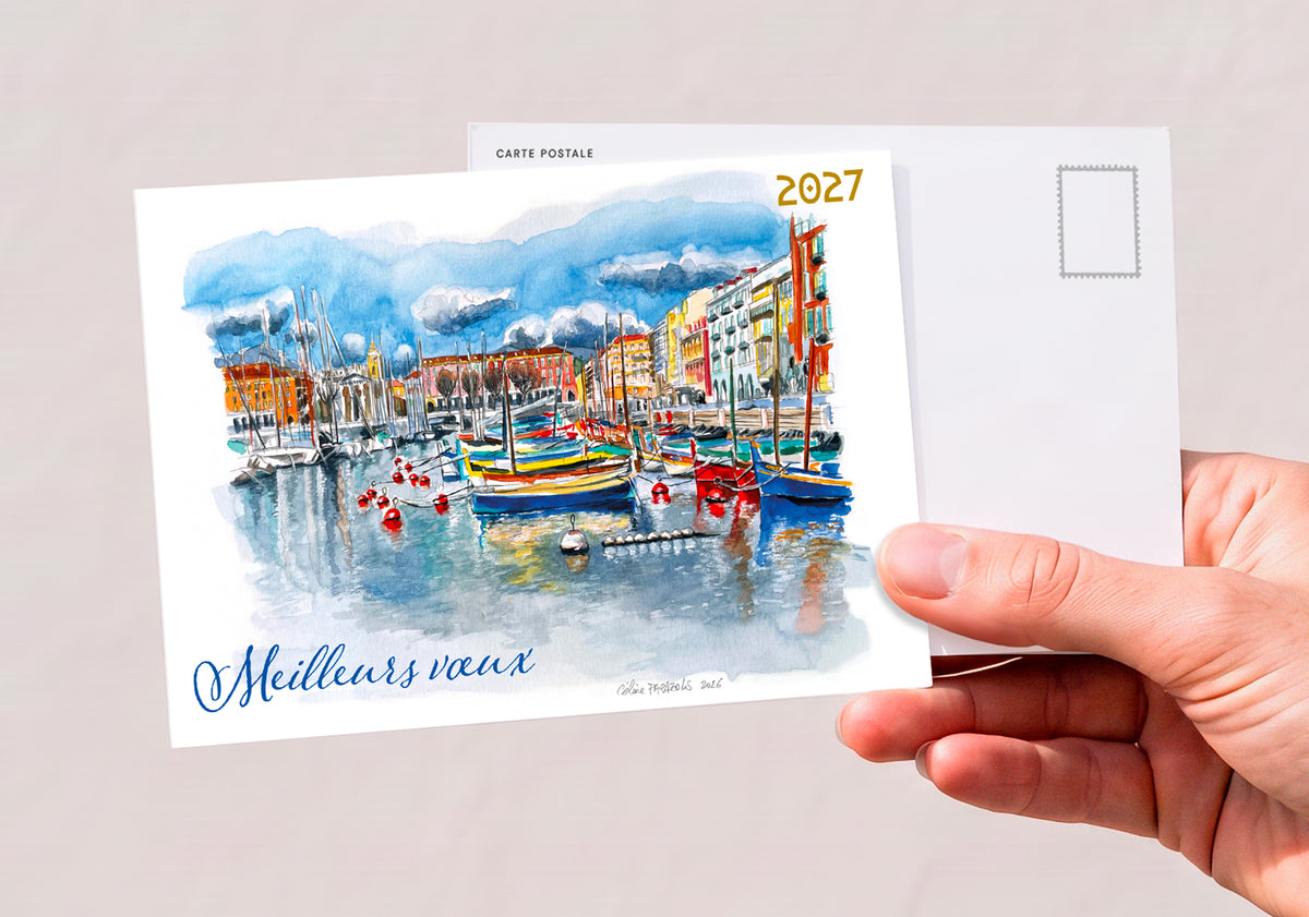 Carte de vœux-2027-Port-de-Nice-bleu