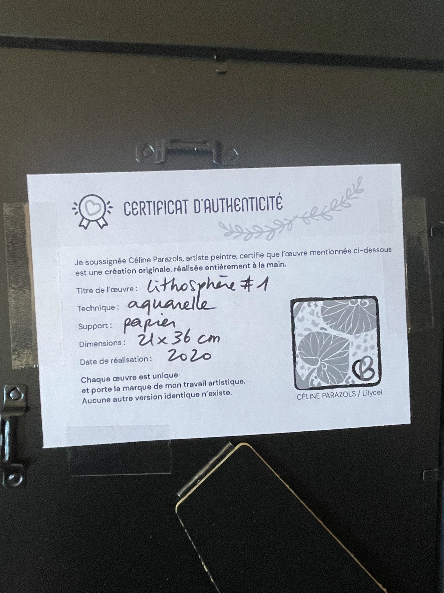 Certificat d'authenticité lithosphere1