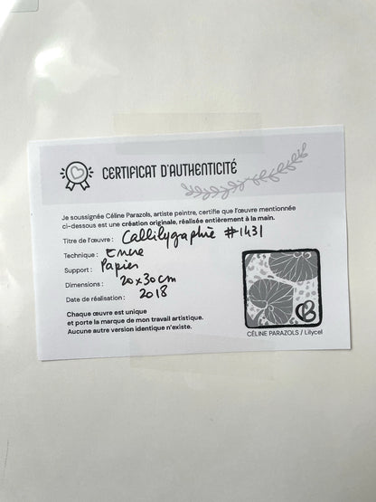 Certificat d'authenticité rue de Tokyo velo