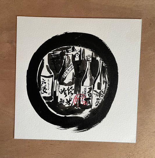 Encre originale Hublo 15 - 4 bouteilles de saké