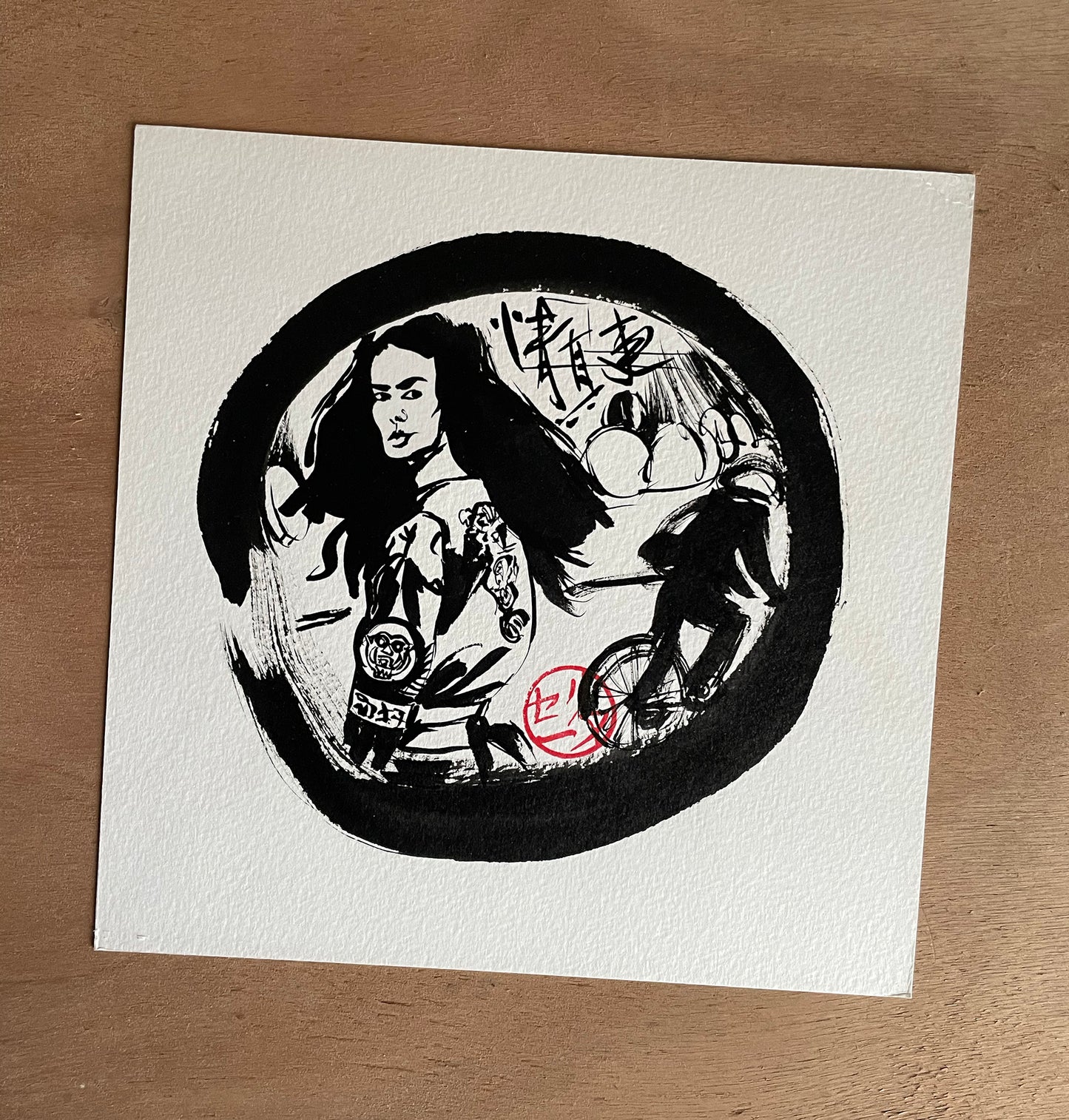 Encre originale Hublo 2 - Femme à Shibuya