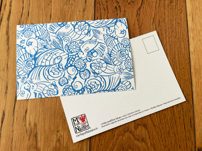 Carte postale " Frise positive bleue " Façade niçoise - Studio Cartes Postales Nice