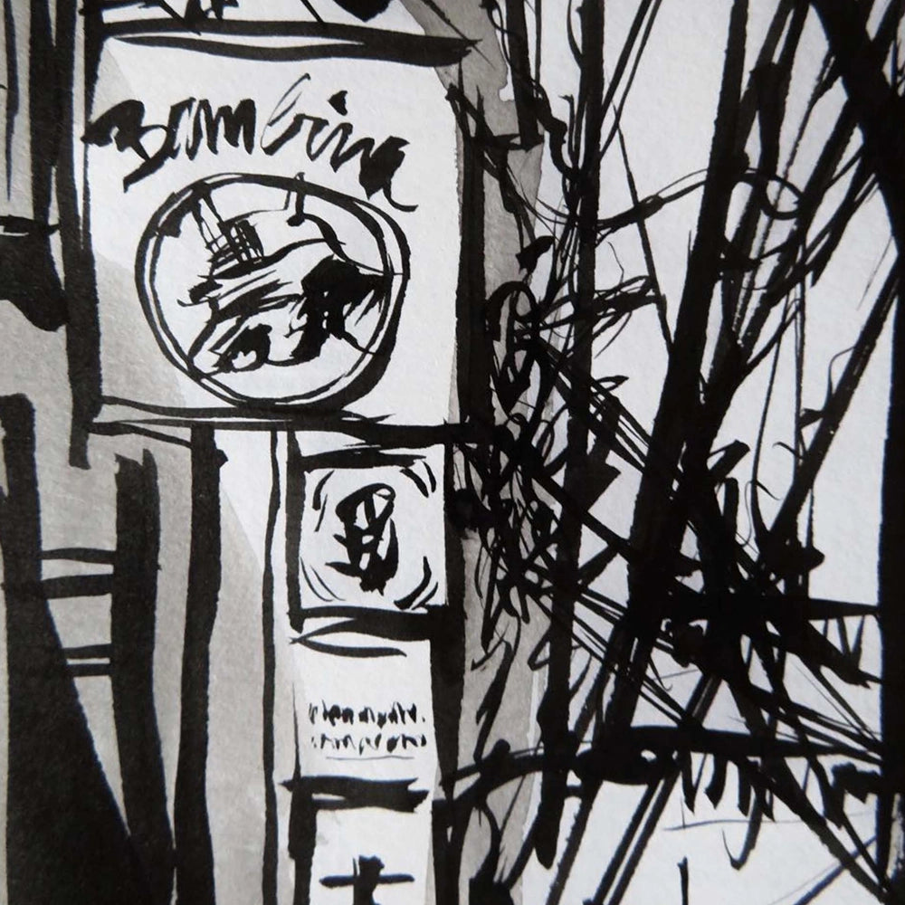 Illustration enseignes, fils électriques tokyo, focus