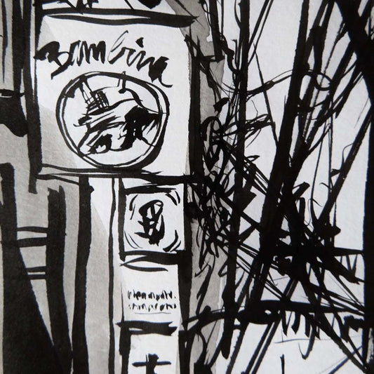 Illustration enseignes, fils électriques tokyo, focus