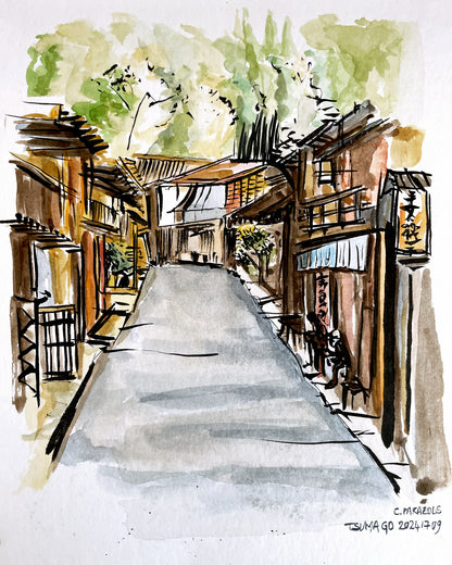 œuvre originale aquarelle " Tsumago "