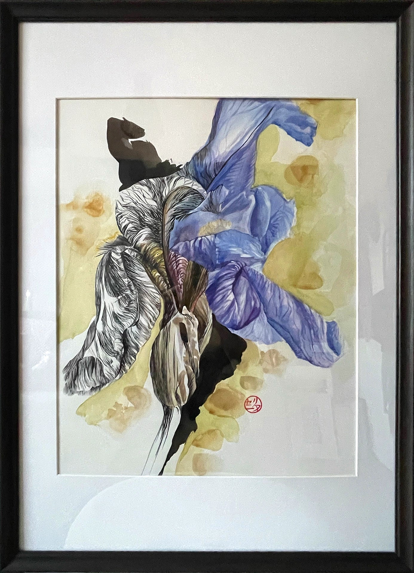 Lilycel-tableau_aquarelle_et_encre_Iris_II