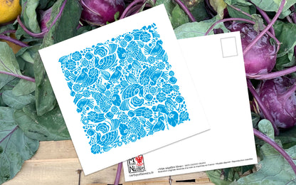 Carte postale " Frise négative bleue " Façade niçoise - Studio Cartes Postales Nice