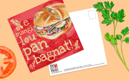 Carte postale " Lou Pan bagnat sur fond rouge " Modèle immersive - Studio Cartes Postales Nice