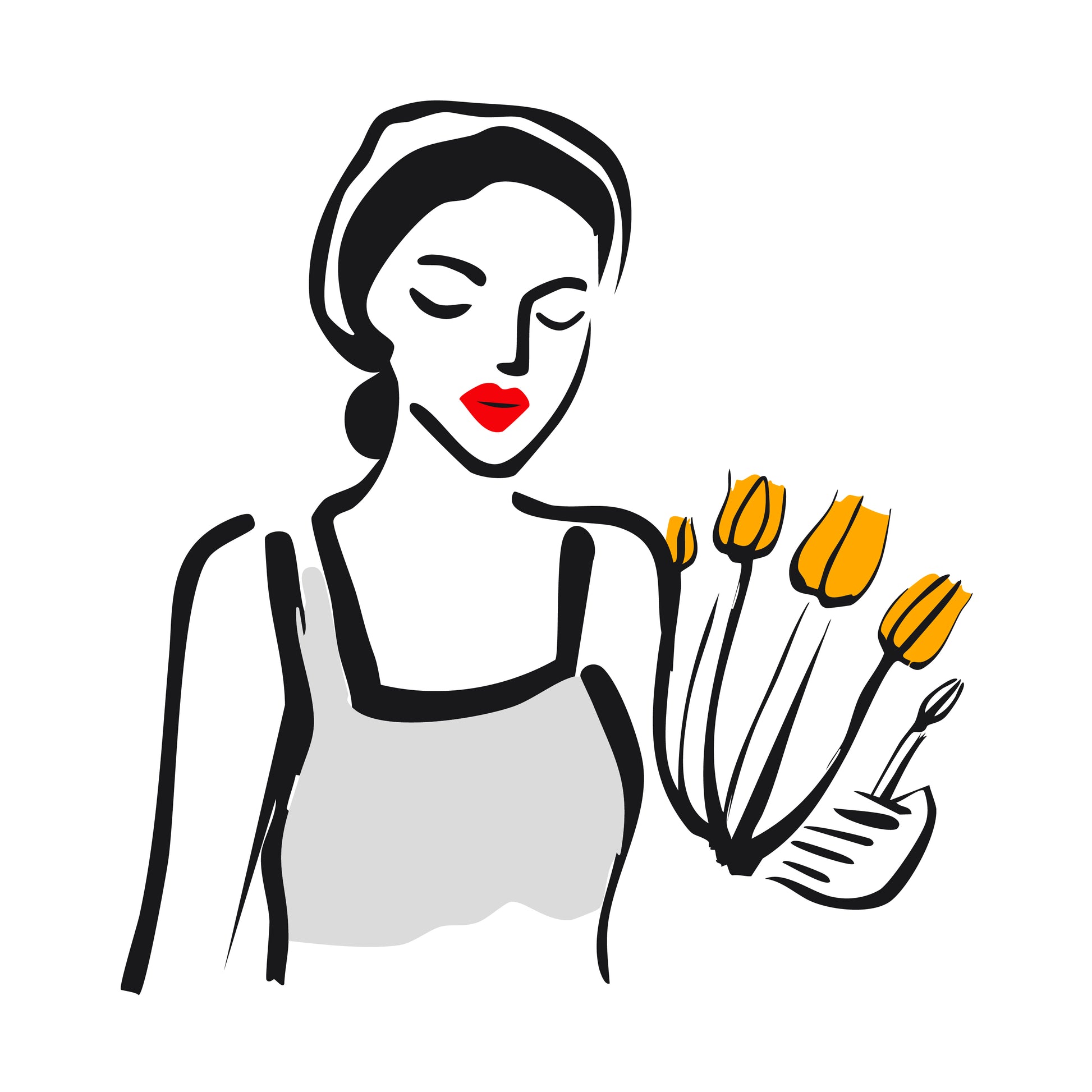 illustration Femme fleurs de courgettes