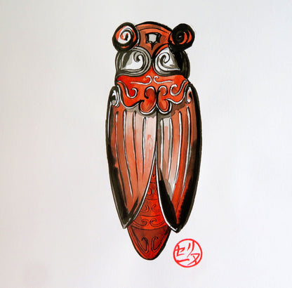 œuvre originale aquarelle " Cigale japonaise "