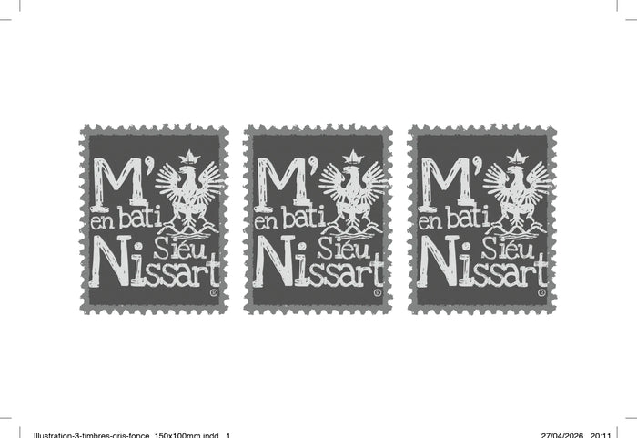 3 timbres gris foncé
