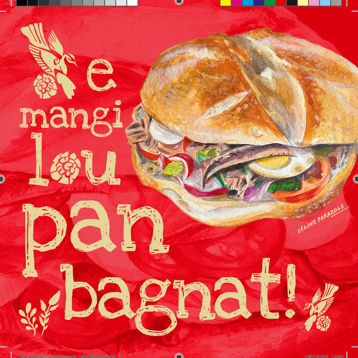 Pan-bagnat sur fond rouge