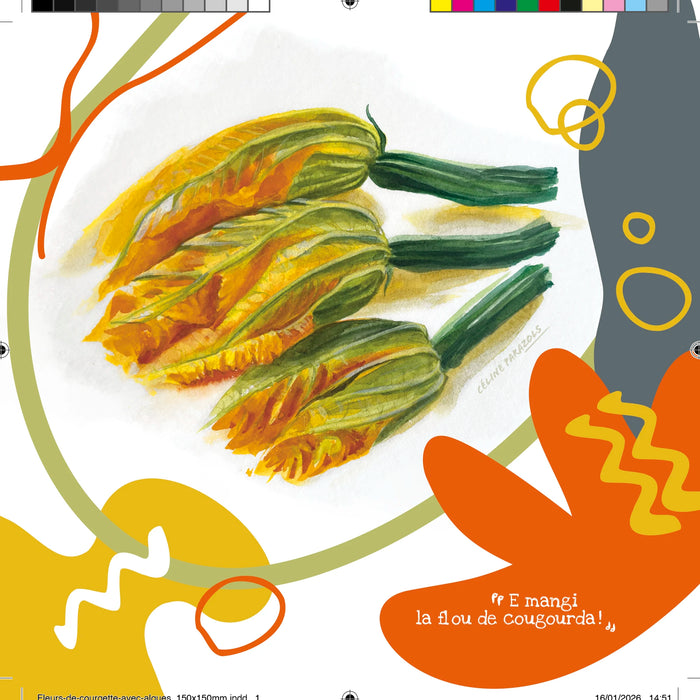 Fleurs de courgette avec algues