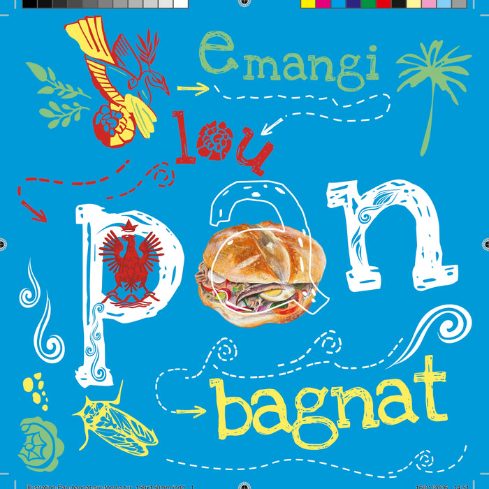 Illustration Pan-bagnat sur fond azur