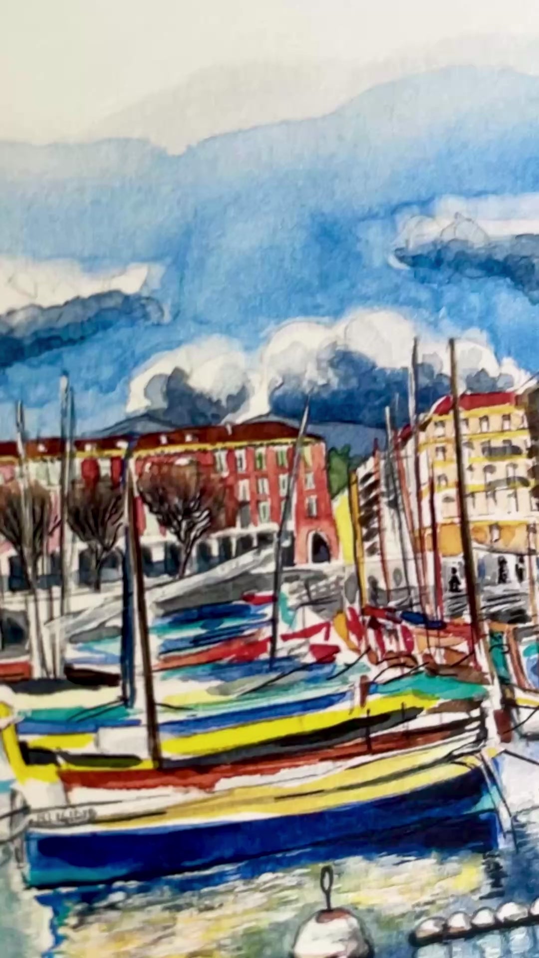 Vidéo de l'affichette-A5-aquarelle du port-de-Nice